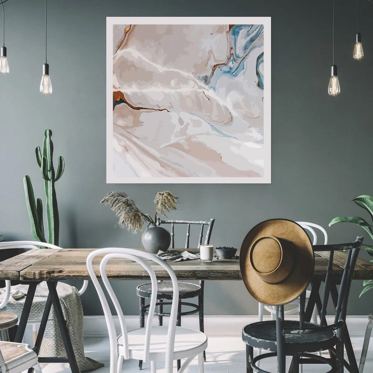 Affiche - Poster - Le bleu serpente sous le blanc - 60x60 cm