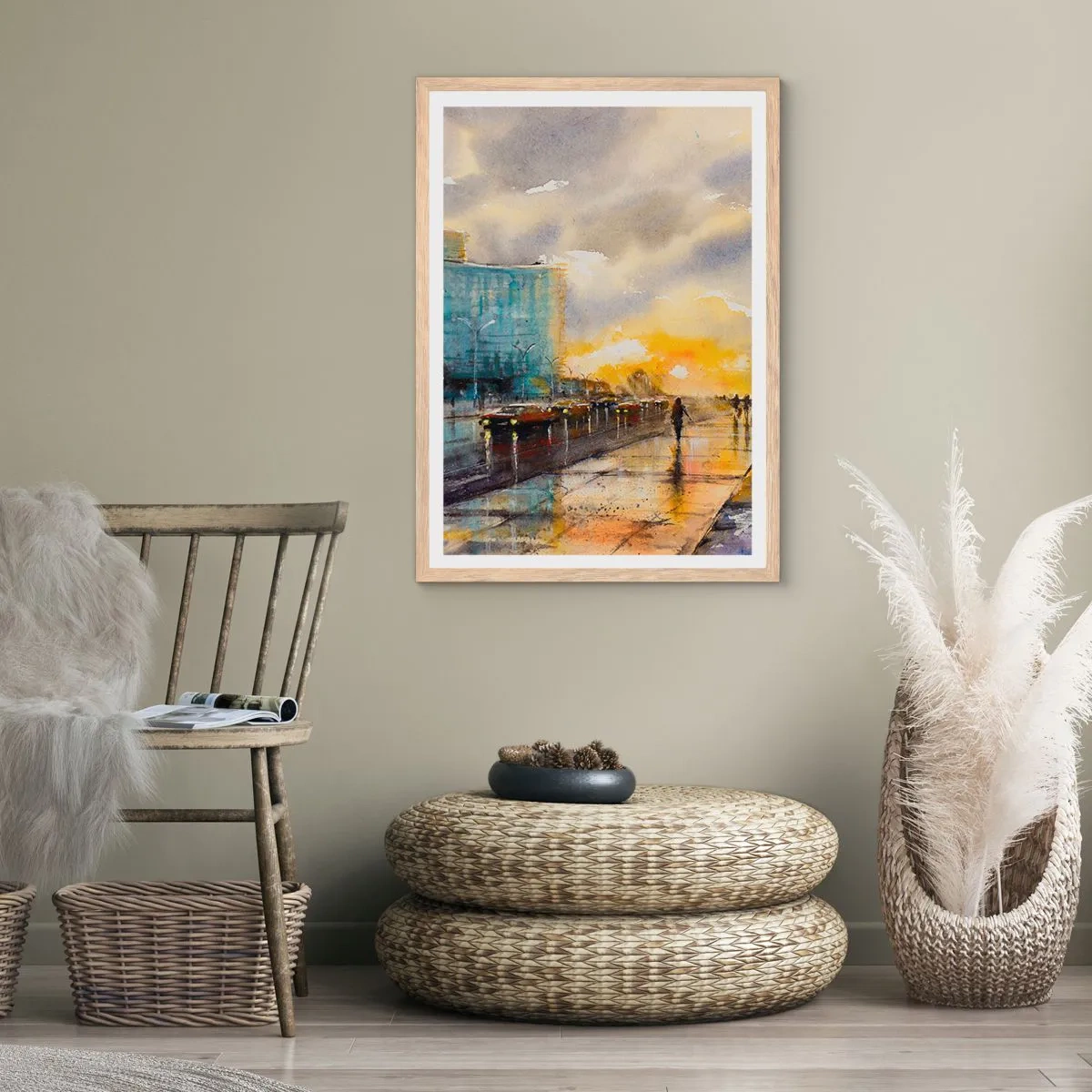 Affiche dans un chêne clair - Poster - La vie sur le rivage - 30x40 cm