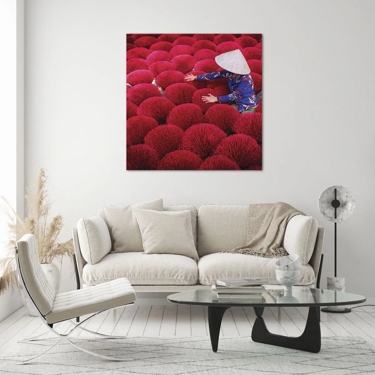 Impression sur verre - Image sur verre - Dans un champ de riz - 60x60 cm