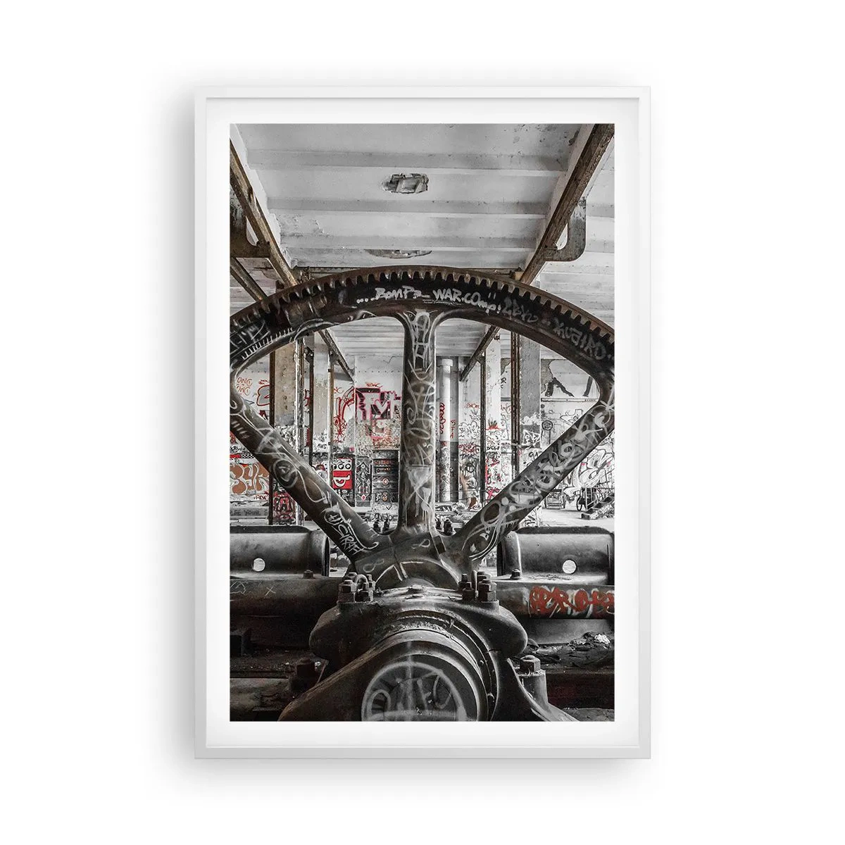 Affiche dans un cadre blanc - Poster - Vie secrète d'une usine - 61x91 cm