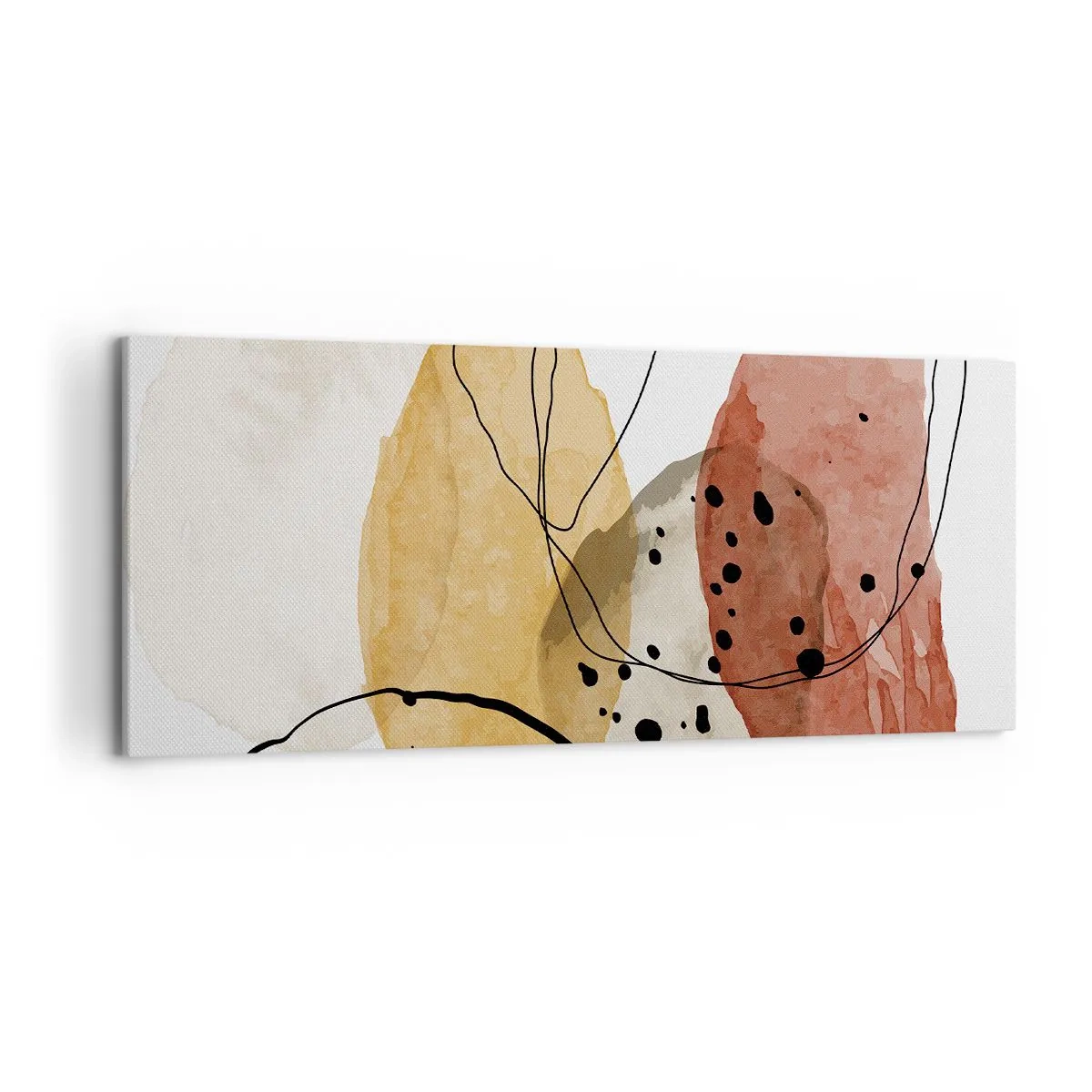 Impression sur toile - Image sur toile - Taches abstraites dans les tons beige, jaune et rouge - 120x50cm - Léger et transparent comme l'air - Décoration murale moderne pour le salon et la chambre ARTTOR