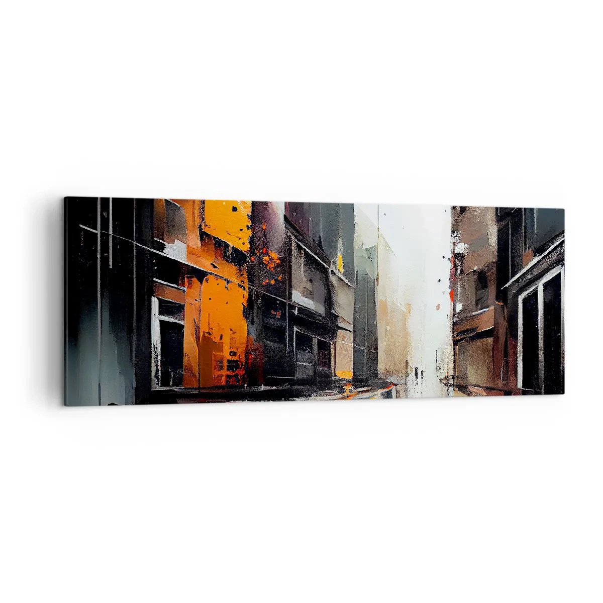 Impression sur toile - Image sur toile - Vue abstraite d'une rue de la ville sous la pluie - 140x50cm - Jour de pluie - Décoration murale moderne pour le salon et la chambre ARTTOR
