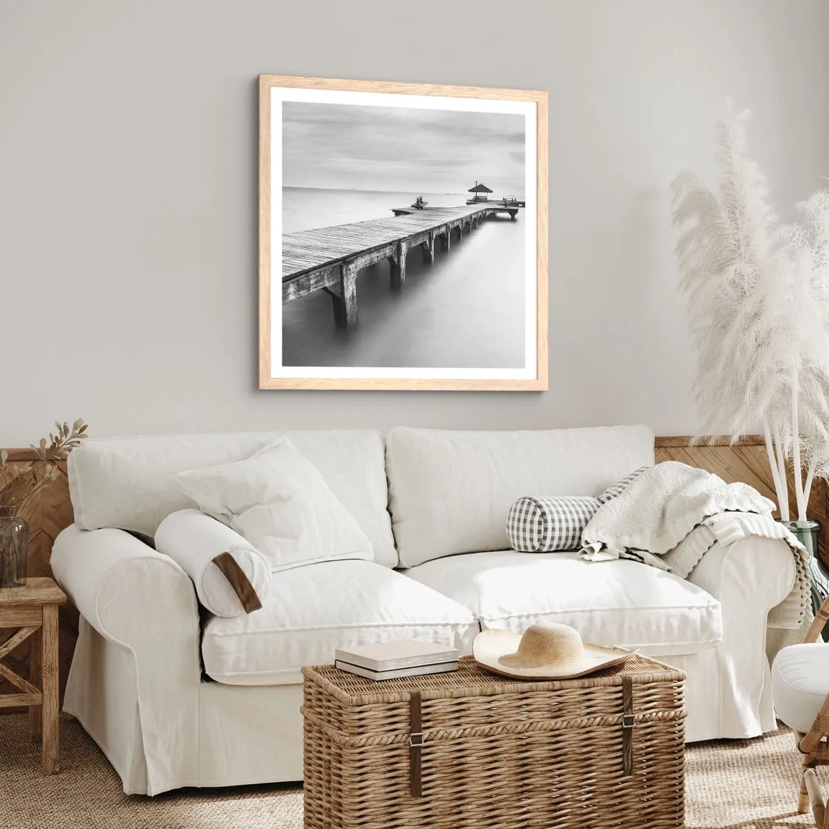 Affiche dans un chêne clair - Poster - À l'horizon - 40x40 cm