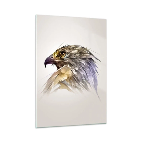 Impression sur verre - Image sur verre - Un portrait artistique d'un aigle sous une forme abstraite - 50x70cm - Portrait d'un guerrier - Décoration murale moderne pour le salon et la chambre ARTTOR