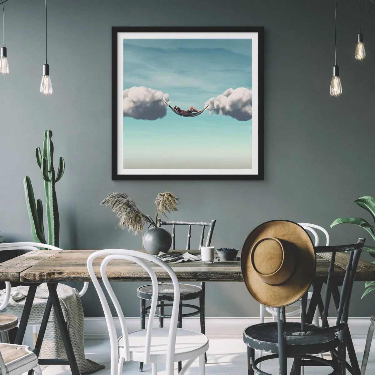 Affiche dans un cadre noir - Poster - Instant de bonheur - 40x40 cm