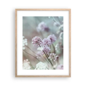 Affiche dans un chêne clair - Poster - Herbes douces en filigrane - 40x50 cm