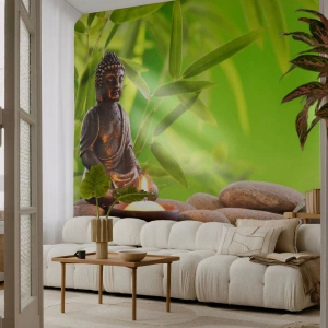 Papier Peint Photo Premium Sand - La vie est belle - Bouddha, Bambou, Spa - 500x350 cm