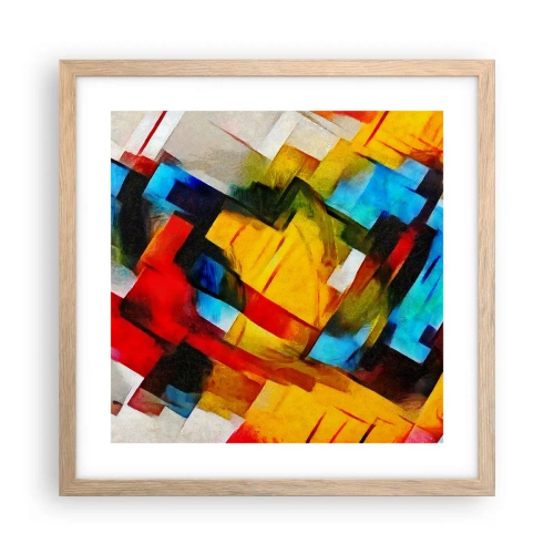 Affiche dans un chêne clair - Poster - Une superposition multicolore - 40x40 cm