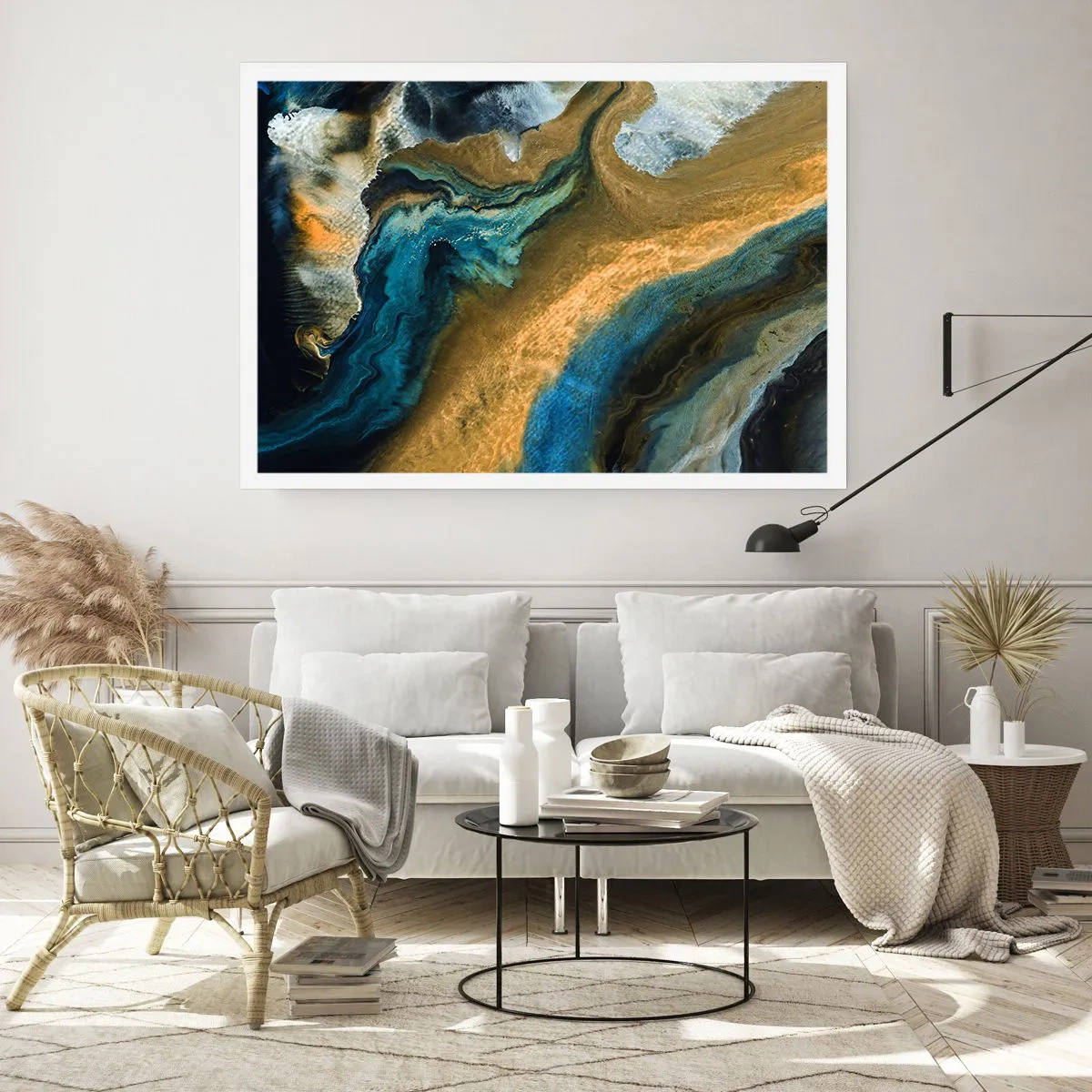 Affiche - Poster - Bleu - jaune - influences mutuelles - 70x50 cm