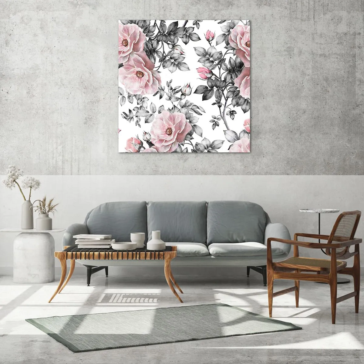 Impression sur verre - Image sur verre - Se perdre dans les fleurs des roses - 50x50 cm