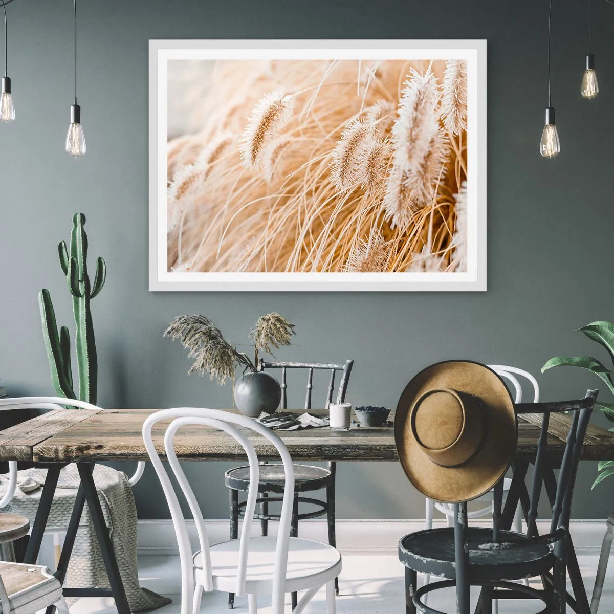 Affiche dans un cadre blanc - Poster - Le bruissement doré de l'herbe - 40x30 cm