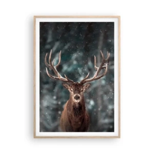 Affiche dans un chêne clair - Poster - Roi de la forêt couronné - 70x100 cm