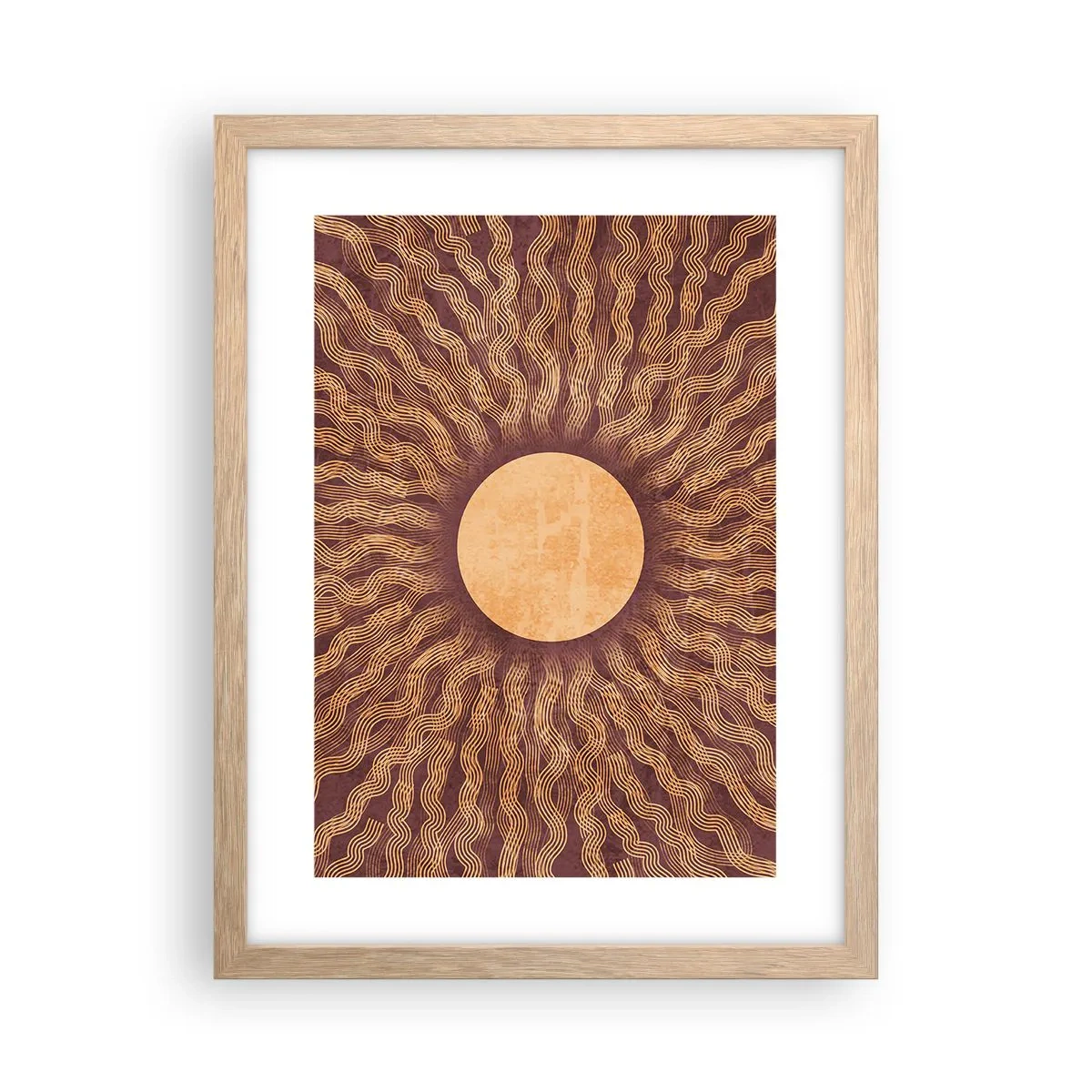 Affiche dans un chêne clair - Poster - Icône du soleil - 30x40 cm