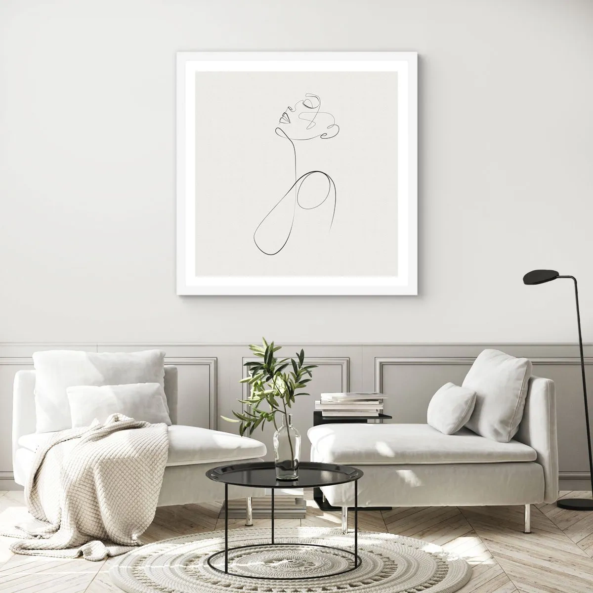 Affiche dans un cadre blanc - Poster - En boucle dans les rêves - 60x60 cm