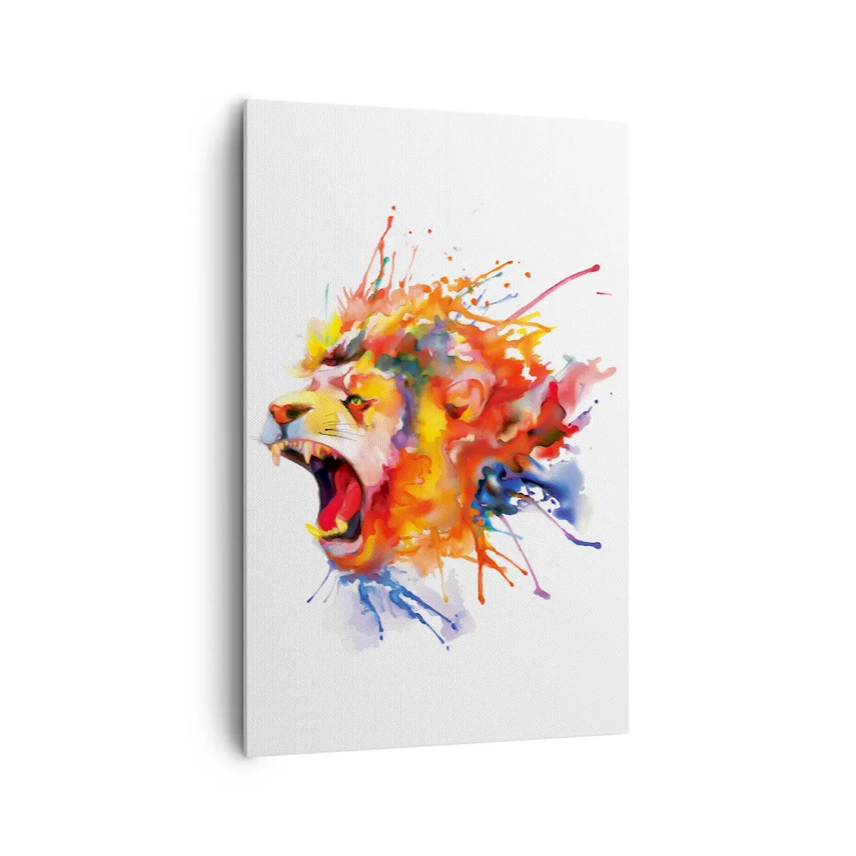 Impression sur toile - Image sur toile - Portrait coloré d'un lion dans un style dynamique - 80x120cm - exploser de colère - Décoration murale moderne pour le salon et la chambre ARTTOR