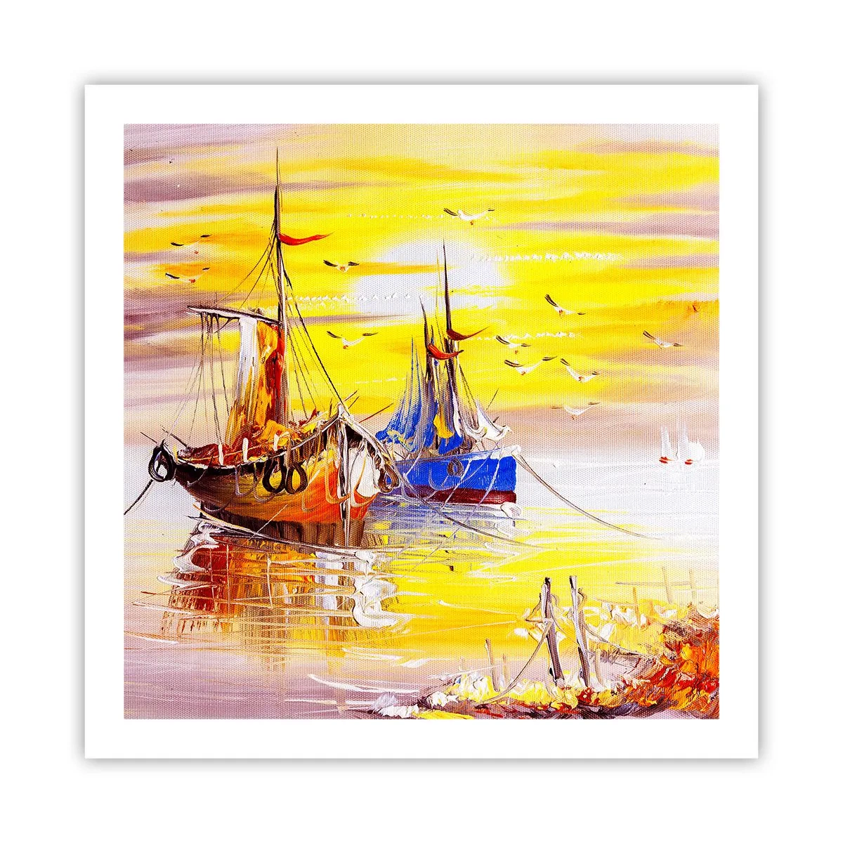 Affiche - Poster - Un repos bien mérité au port - 60x60 cm
