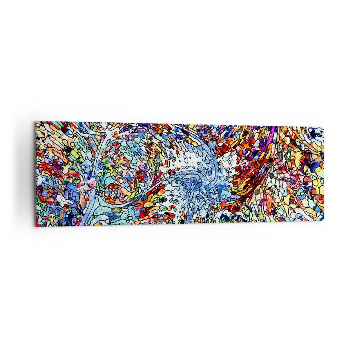 Impression sur toile - Image sur toile - Un motif abstrait coloré inspiré de la nature - 160x50cm - Goutte de vitrail - Décoration murale moderne pour le salon et la chambre ARTTOR