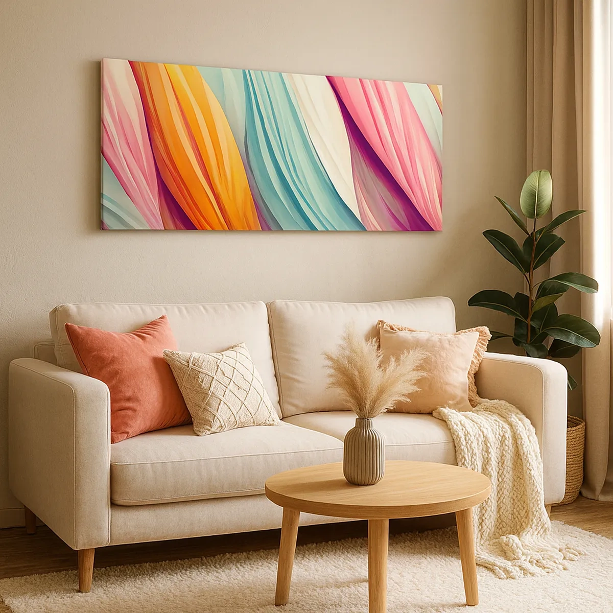 Impression sur toile - Image sur toile - Tissage arc-en-ciel - 30x30 cm