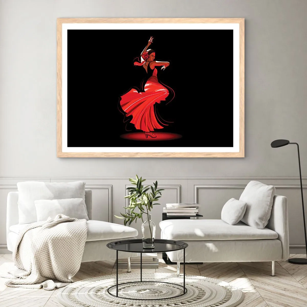 Affiche dans un chêne clair - Poster - L'esprit fougueux du flamenco - 91x61 cm