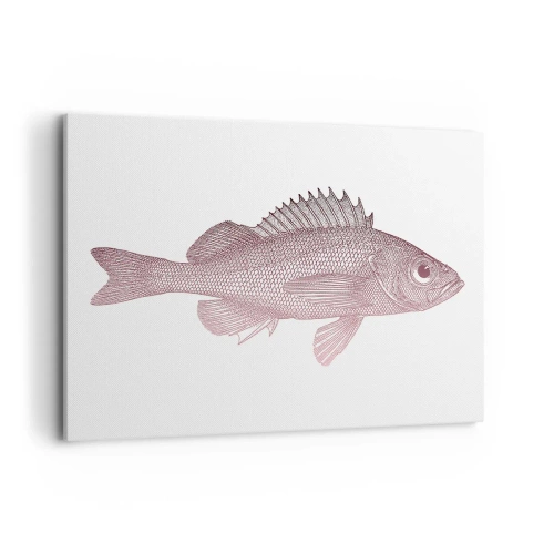 Impression sur toile - Image sur toile - Illustration détaillée d'un poisson sur fond blanc - 100x70cm - Poisson aux grands yeux - Décoration murale moderne pour le salon et la chambre ARTTOR