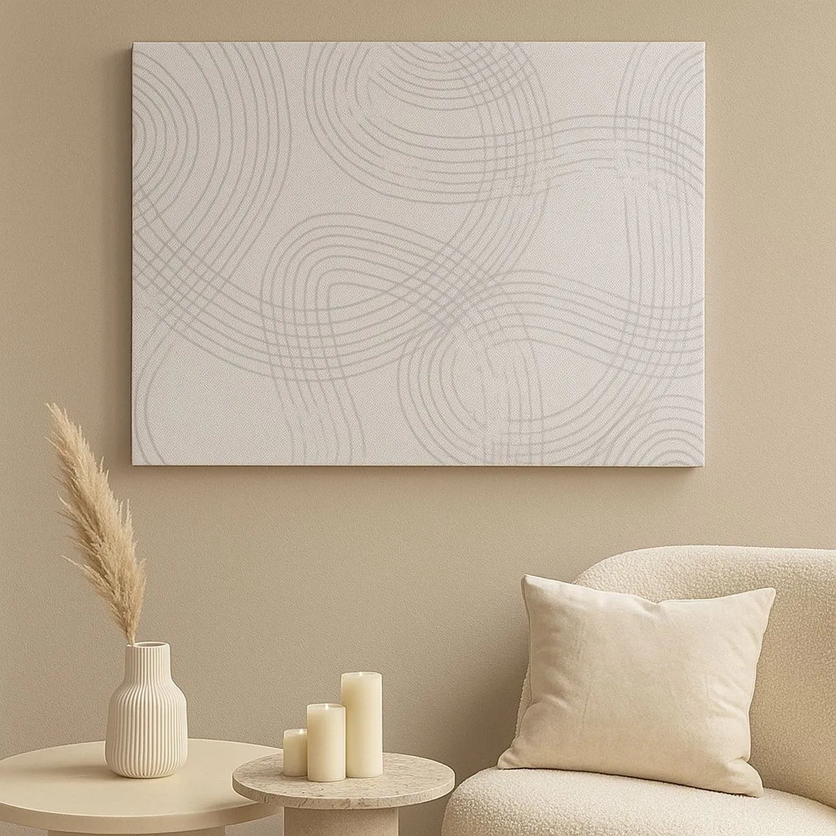 Impression sur toile - Image sur toile - Un motif subtil avec des lignes entrelacées dans des tons clairs - 70x50cm - Il n'y a pas de chemin droit - Décoration murale moderne pour le salon et la chambre ARTTOR