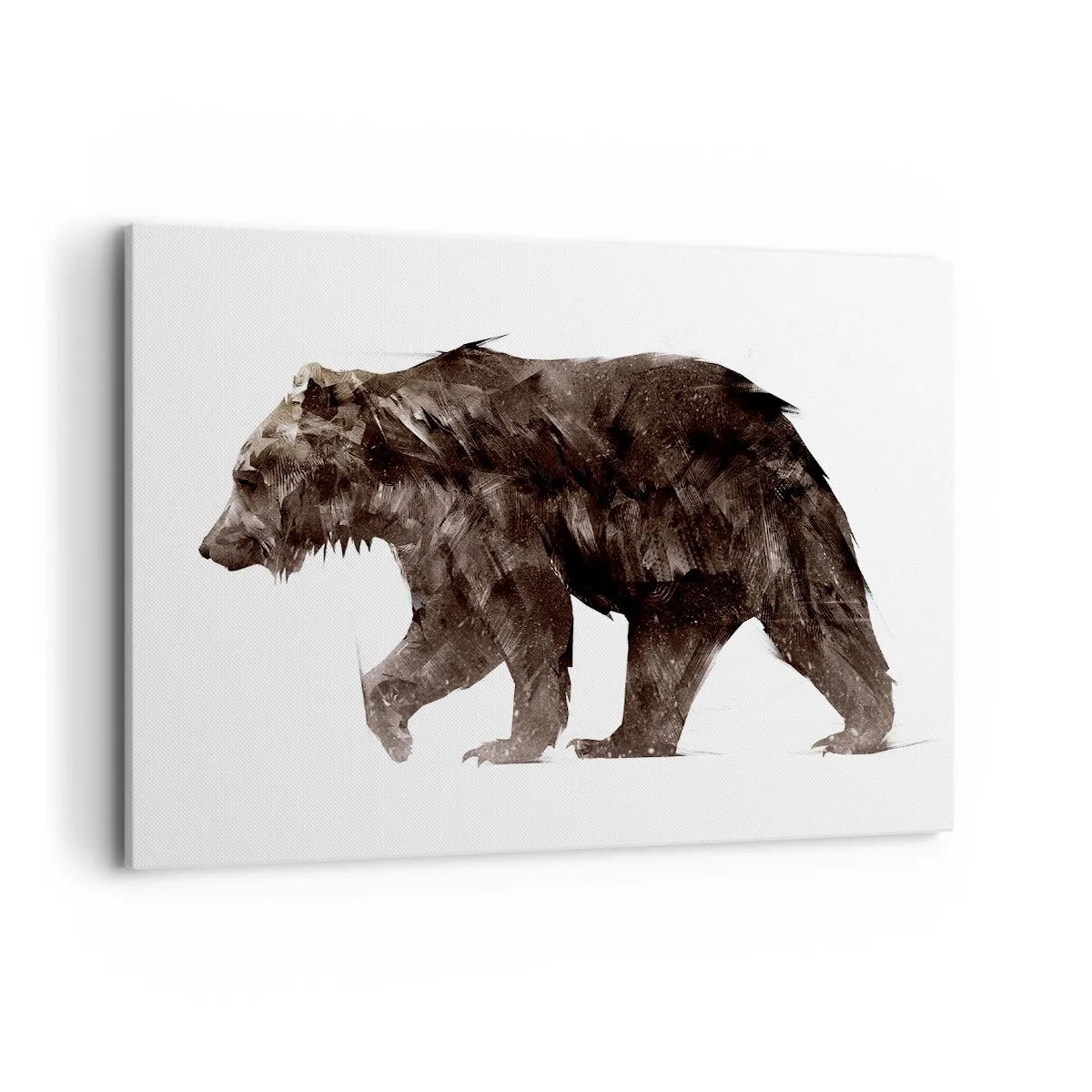 Impression sur toile - Image sur toile - Silhouette artistique d'un ours - 100x70cm - Je porte toujours de la vraie fourrure ! - Décoration murale moderne pour le salon et la chambre ARTTOR
