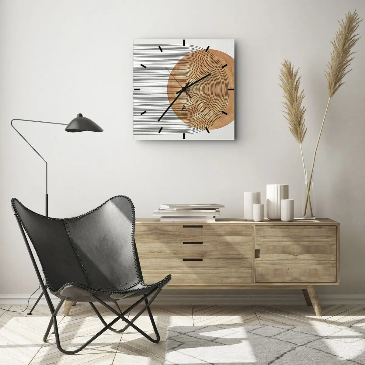 Horloge murale - Pendule murale - Composition solaire - 40x40 cm