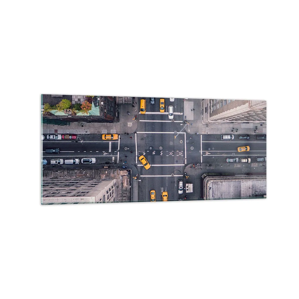 Impression sur verre - Image sur verre - Vue aérienne d'une rue animée de la ville - 120x50cm - Un choix simple - Décoration murale moderne pour le salon et la chambre ARTTOR