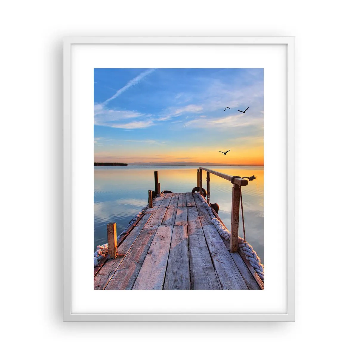 Affiche dans un cadre blanc - Poster - Marcher droit vers le soleil - 40x50 cm