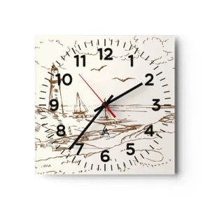 Horloge murale - Pendule murale - Esquisse de souvenirs d'été - 40x40 cm