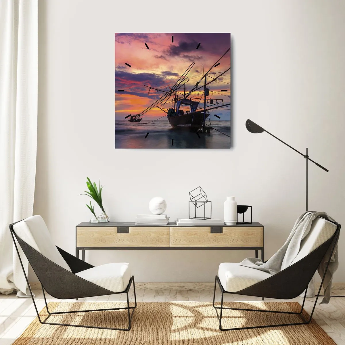 Horloge murale - Pendule murale - Soirée exotique - 40x40 cm