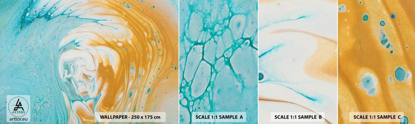 Échantillon de Papier Peint Autocollant Deluxe Sticker - Tourbillon pastel - Abstraction, Morceau, Art moderne - 100x30 cm