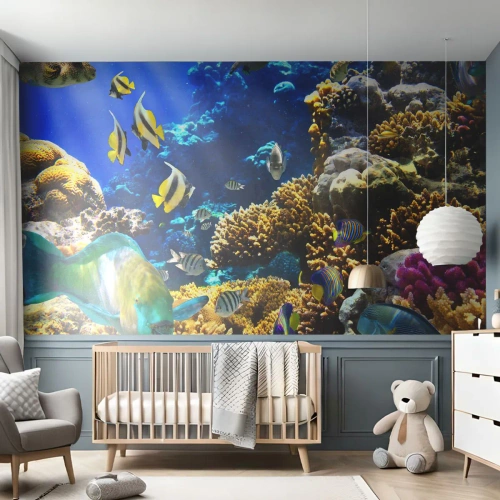 Papier Peint Photo Premium Canvas - Beaucoup de circulation sur la route des vacances - récif de corail, Océan, Poisson - 450x315 cm