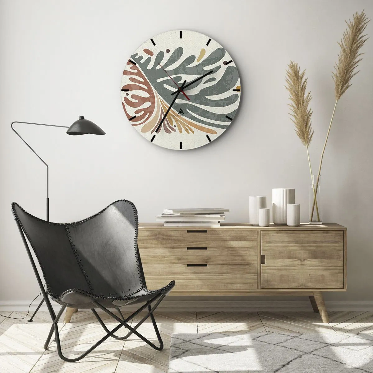 Horloge murale - Pendule murale - Feuille multicolore - 40x40 cm