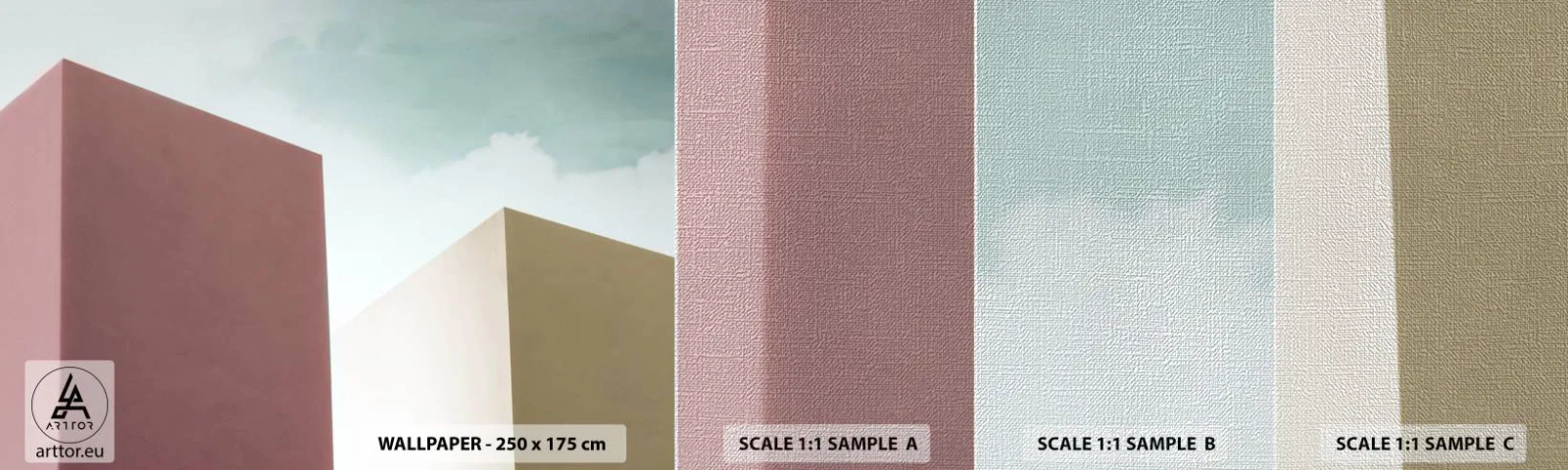 Échantillon de Papier Peint Premium Canvas - La géométrie d'un été ensoleillé - Bâtiments, Architecture, Tridimensionnel - 100x30 cm