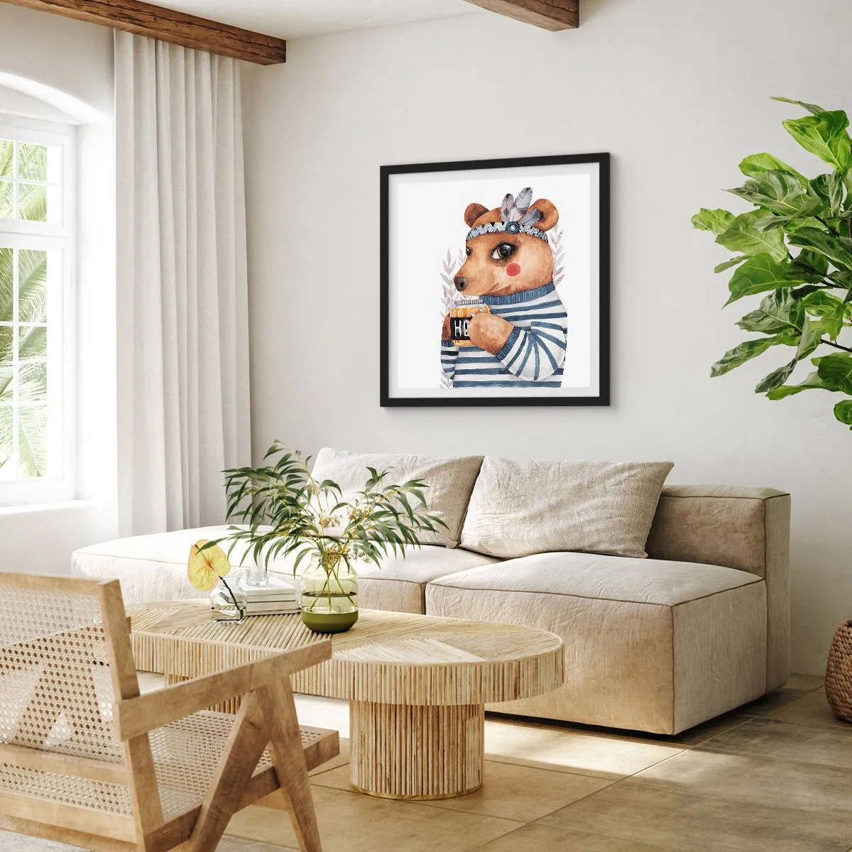 Affiche dans un cadre noir - Poster - Un nounours trop mignon - 30x30 cm