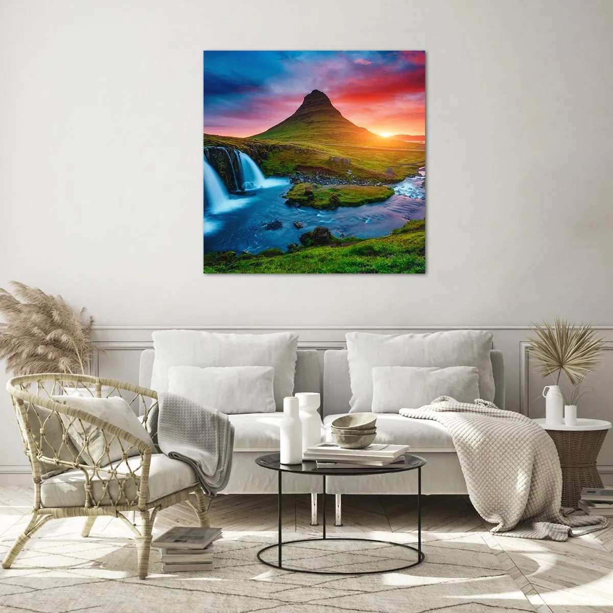 Impression sur verre - Image sur verre - Islande - feu et eau - 60x60 cm