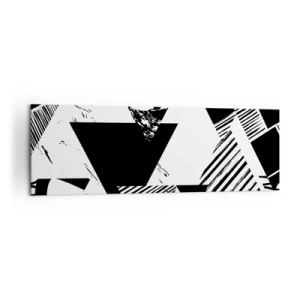 Impression sur toile - Image sur toile - Motifs géométriques de forme minimaliste en noir et blanc - 160x50cm - Pluie de triangles - Décoration murale moderne pour le salon et la chambre ARTTOR