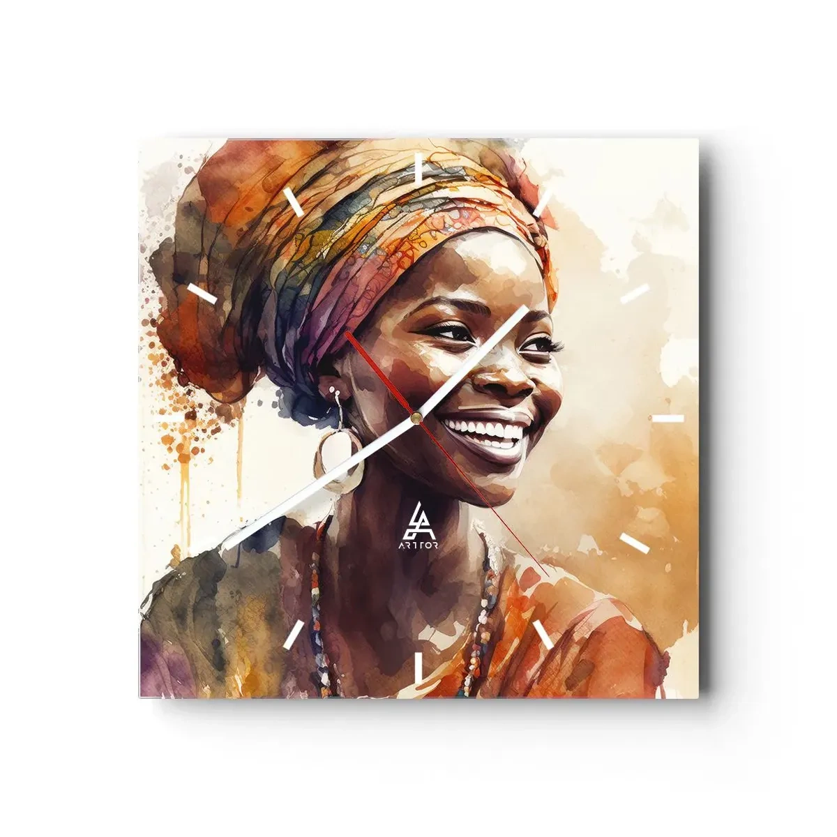 Horloge murale - Pendule murale - reine africaine - 40x40 cm