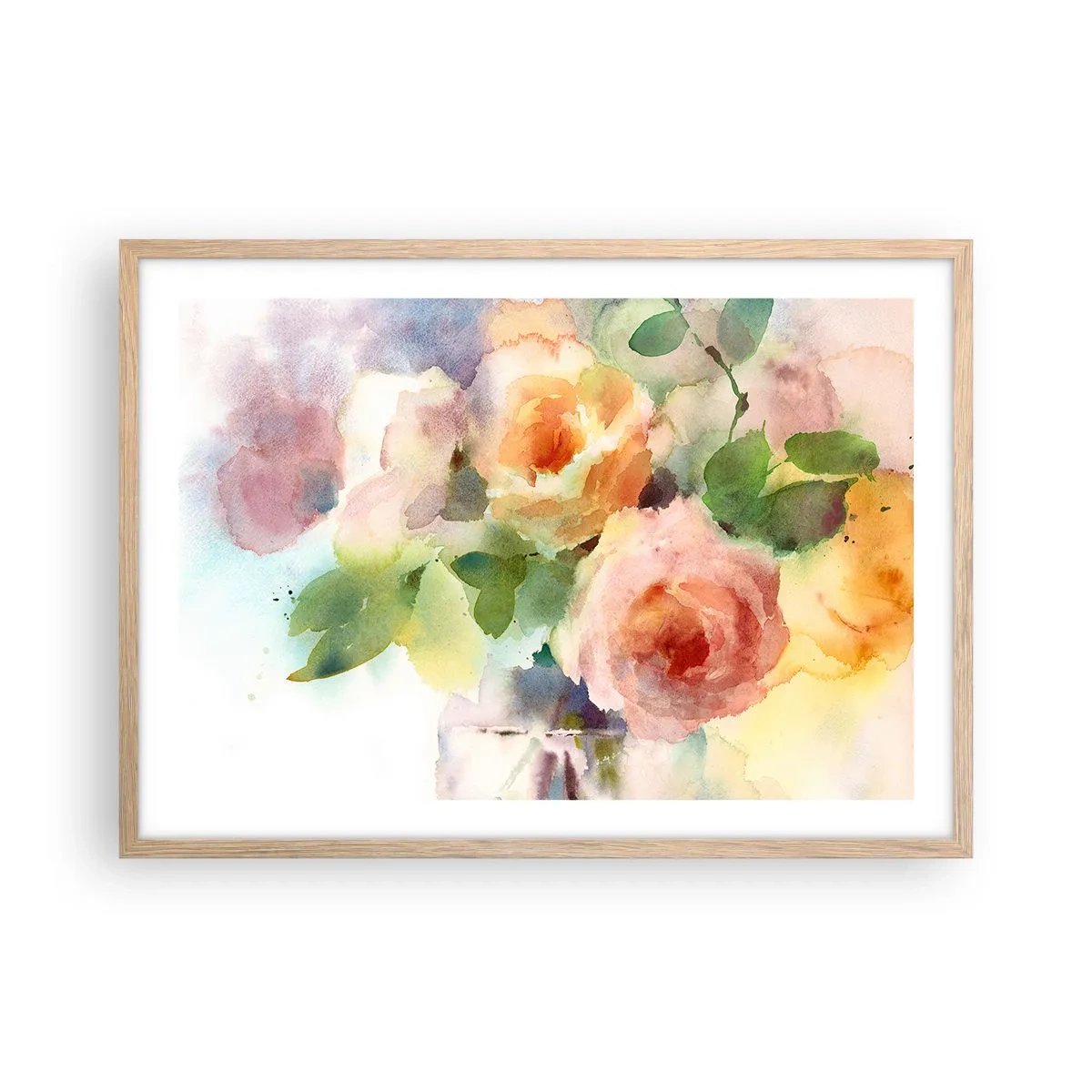 Affiche dans un chêne clair - Poster - Délicat comme l'aquarelle - 70x50 cm