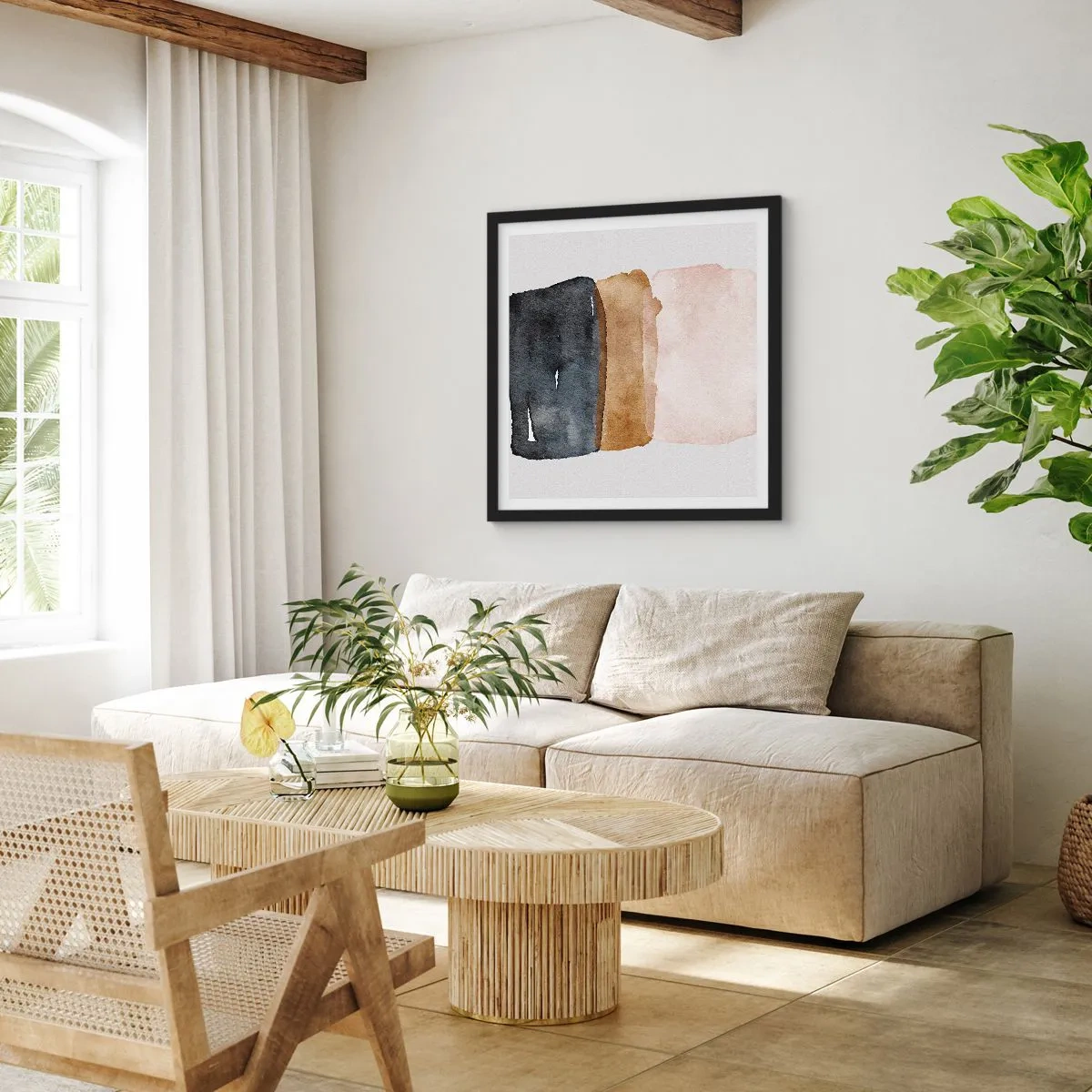 Affiche dans un cadre noir - Poster - Composition de couleurs de la terre - 40x40 cm