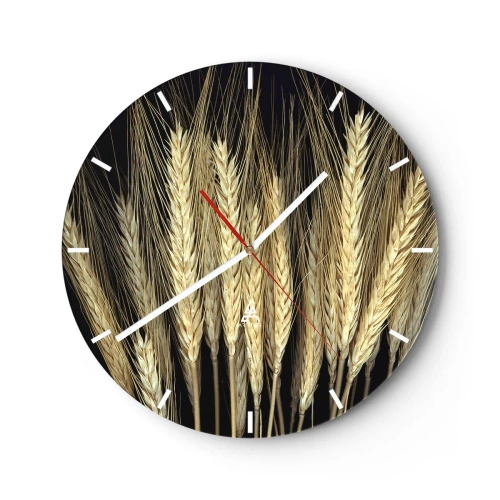 Horloge murale - Pendule murale - Épis de céréales sur fond sombre - 30x30cm - Magie rustique - Décoration murale moderne pour le salon, la cuisine et la chambre ARTTOR