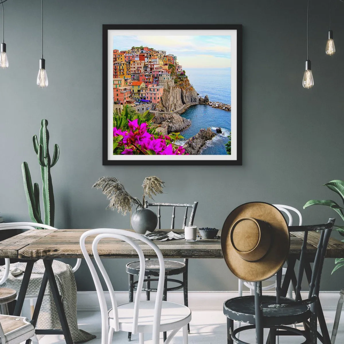 Affiche dans un cadre noir - Poster - La ville qui rit - 50x50 cm