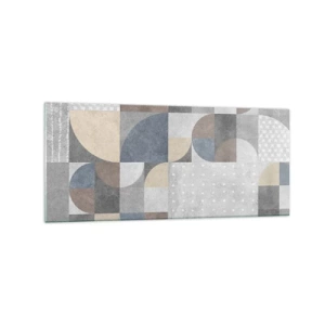 Impression sur verre - Image sur verre - Motif géométrique dans des tons pastel - 120x50cm - Fantaisie de la céramique  - Décoration murale moderne pour le salon et la chambre ARTTOR