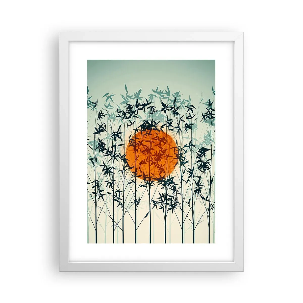 Affiche dans un cadre blanc - Poster - Soleil japonnais - 30x40 cm