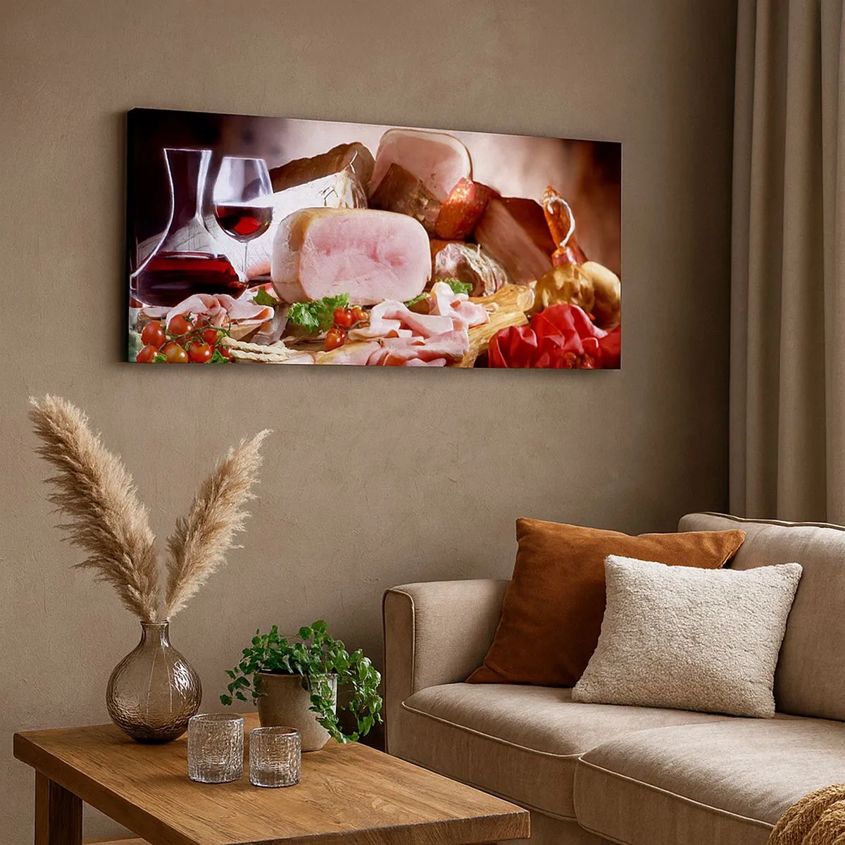 Impression sur toile - Image sur toile - Un rêve culinaire avec une carafe - 100x40 cm