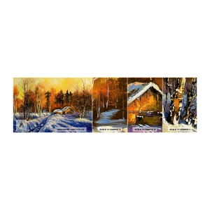 Échantillon De Papier Peint Standard Eco - Impression d'hiver au soleil - Paysage, Hiver, Chalet de montagne - 100x30 cm