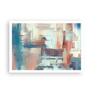 Affiche - Poster - Composition abstraite dans les tons de bleu et de beige - 100x70cm - Atteindre la lumière - Décoration murale moderne pour le salon et la chambre ARTTOR