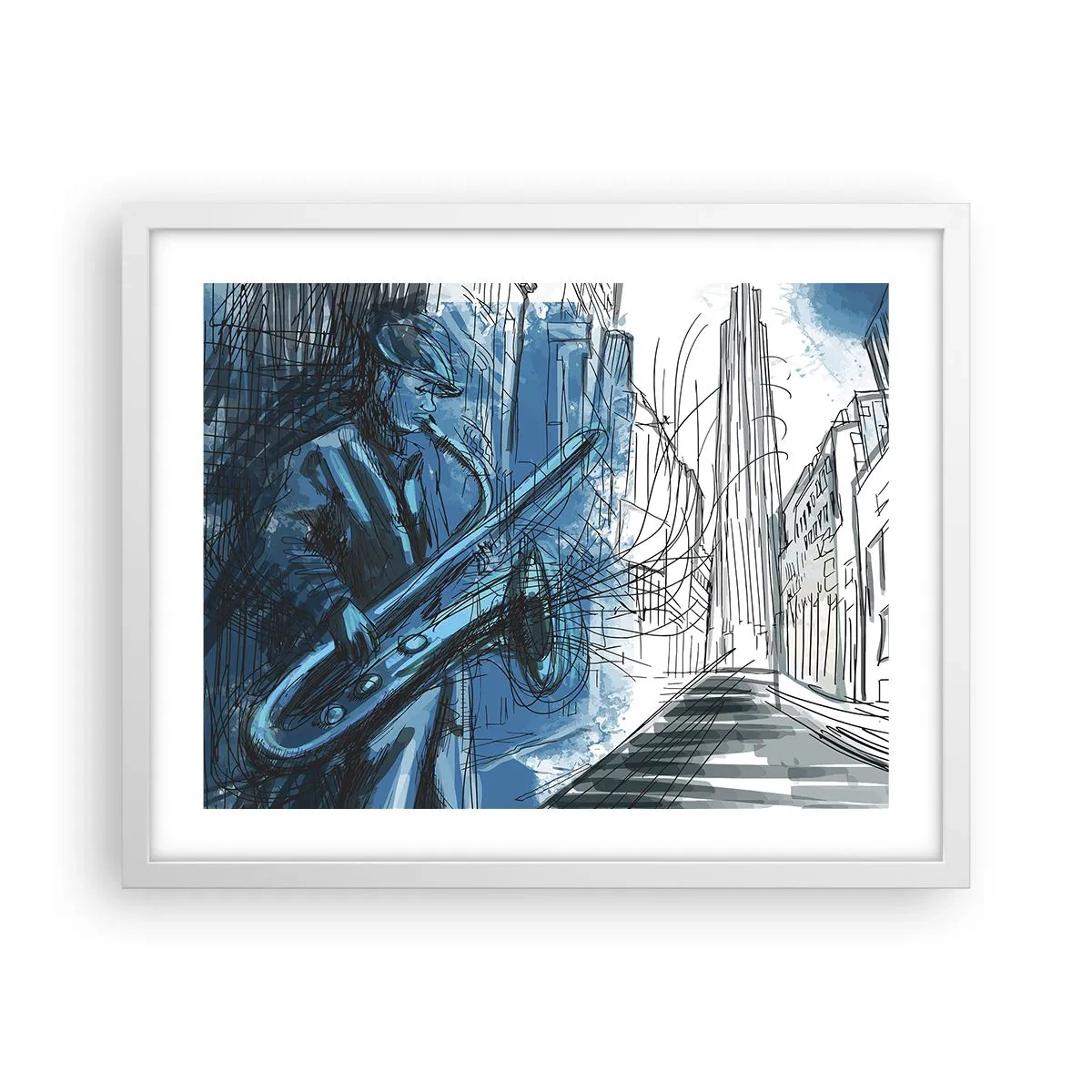 Affiche dans un cadre blanc - Poster - Rhapsodie urbaine - 50x40 cm