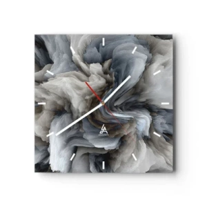 Horloge murale - Pendule murale - Tourbillon abstrait dans les tons de gris et de bleu - 30x30cm - Pierre et fleur - Décoration murale moderne pour le salon et la chambre ARTTOR